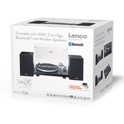 Lenco LS-500BK - Platine avec amplificateur intégré, Bluetooth® et deux enceintes externes - Noir