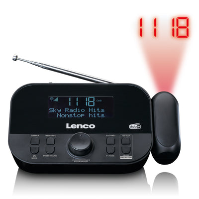 Lenco CR-615BK - Radio-réveil DAB+/FM avec projection de l'heure - Noir