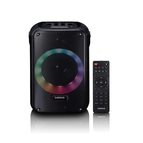 LENCO BTC-060BK - Ensemble de karaoké avec Bluetooth®, batterie rechargeable, microphone karaoké sans fil et éclairage LED disco