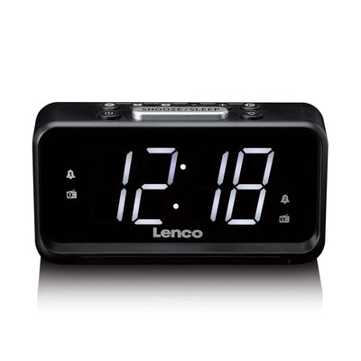 Lenco CR-28BK - Radio-réveil avec variateur manuel, veilleuse et écran LED lumineux - Noir