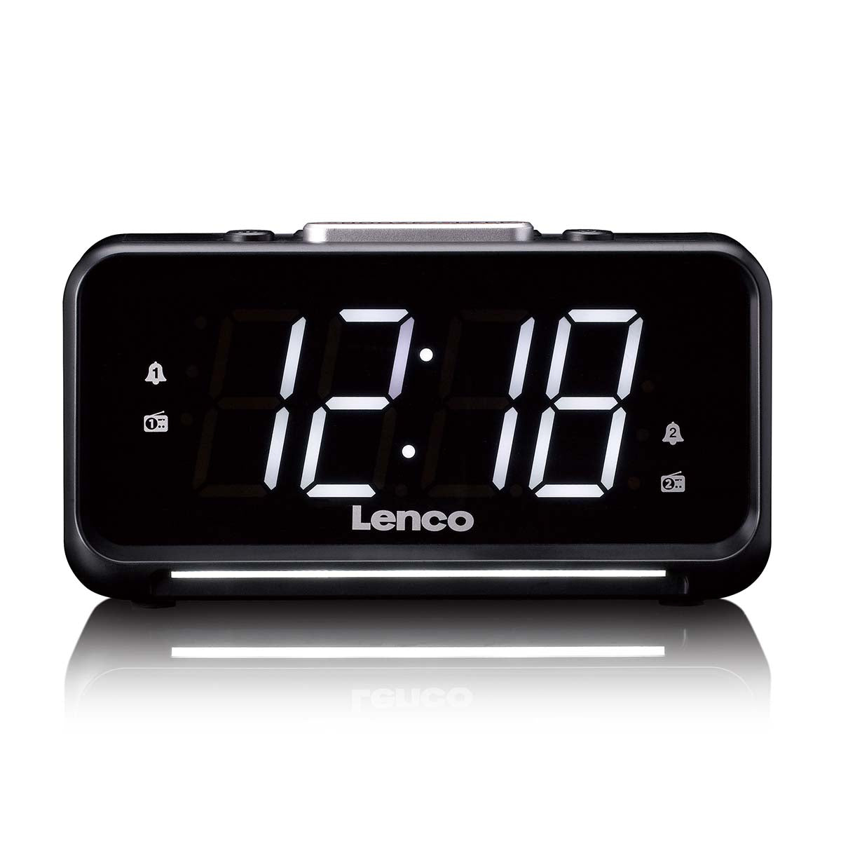 Lenco CR-28BK - Radio-réveil avec variateur manuel, veilleuse et écran LED lumineux - Noir