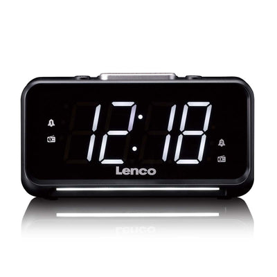 Lenco CR-28BK - Radio-réveil avec variateur manuel, veilleuse et écran LED lumineux - Noir