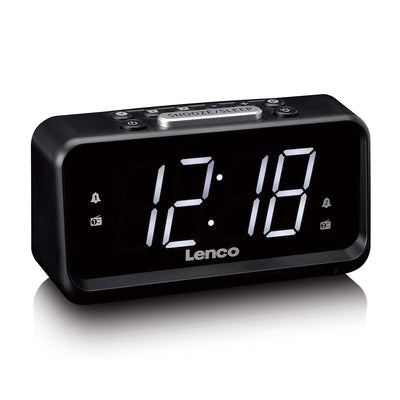 Lenco CR-28BK - Radio-réveil avec variateur manuel, veilleuse et écran LED lumineux - Noir