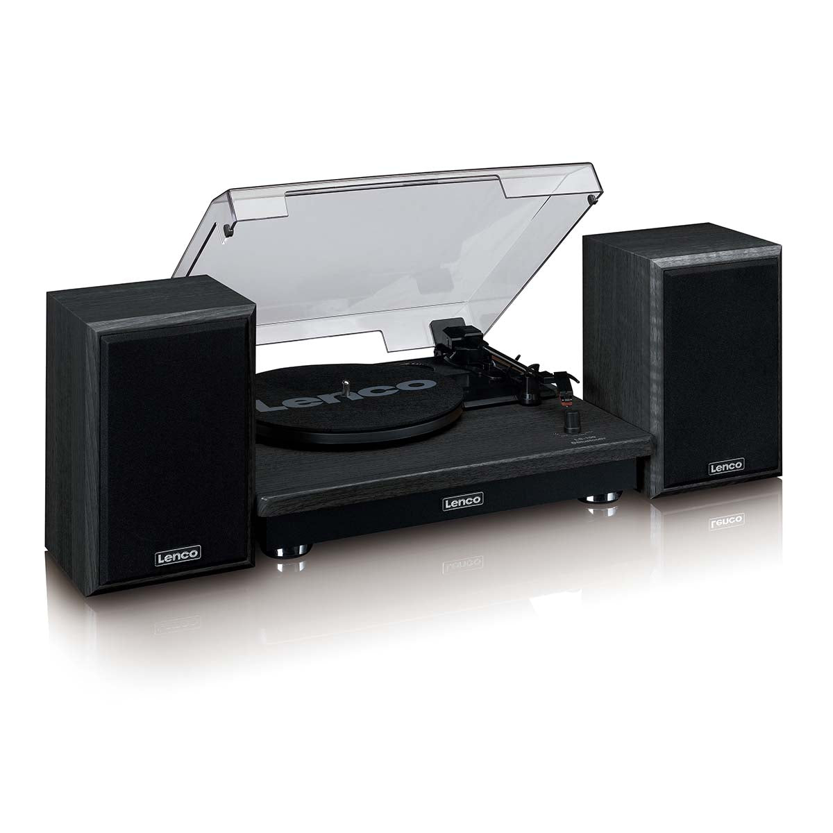 Lenco LS-100BK - Platine vinyle avec réception Bluetooth® et deux enceintes externes - Noir
