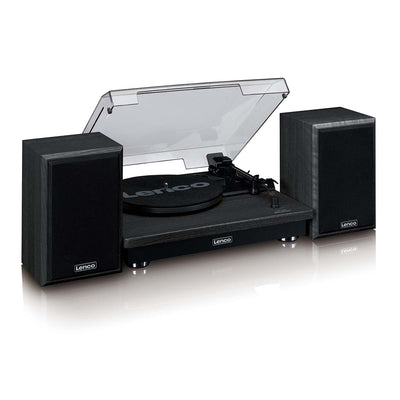 Lenco LS-100BK - Platine vinyle avec réception Bluetooth® et deux enceintes externes - Noir