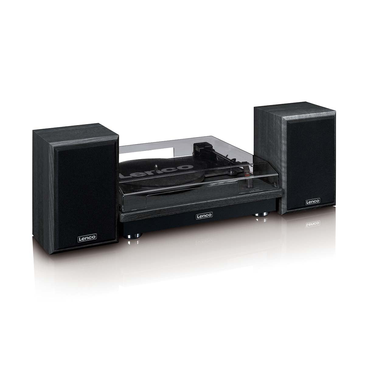 Lenco LS-100BK - Platine vinyle avec réception Bluetooth® et deux enceintes externes - Noir