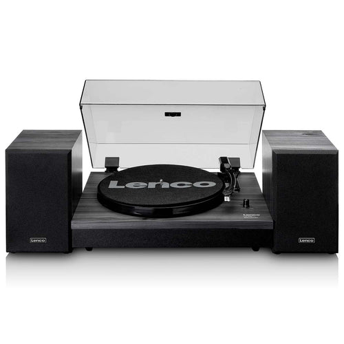 Lenco LS-300BK - Platine avec Bluetooth® et deux haut-parleurs externes, noir