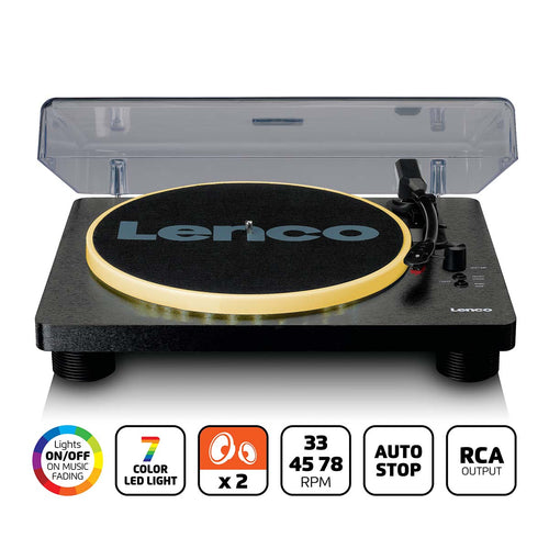 Lenco LS-50LEDBK - Platine vinyle avec haut-parleurs intégrés et éclairage LED