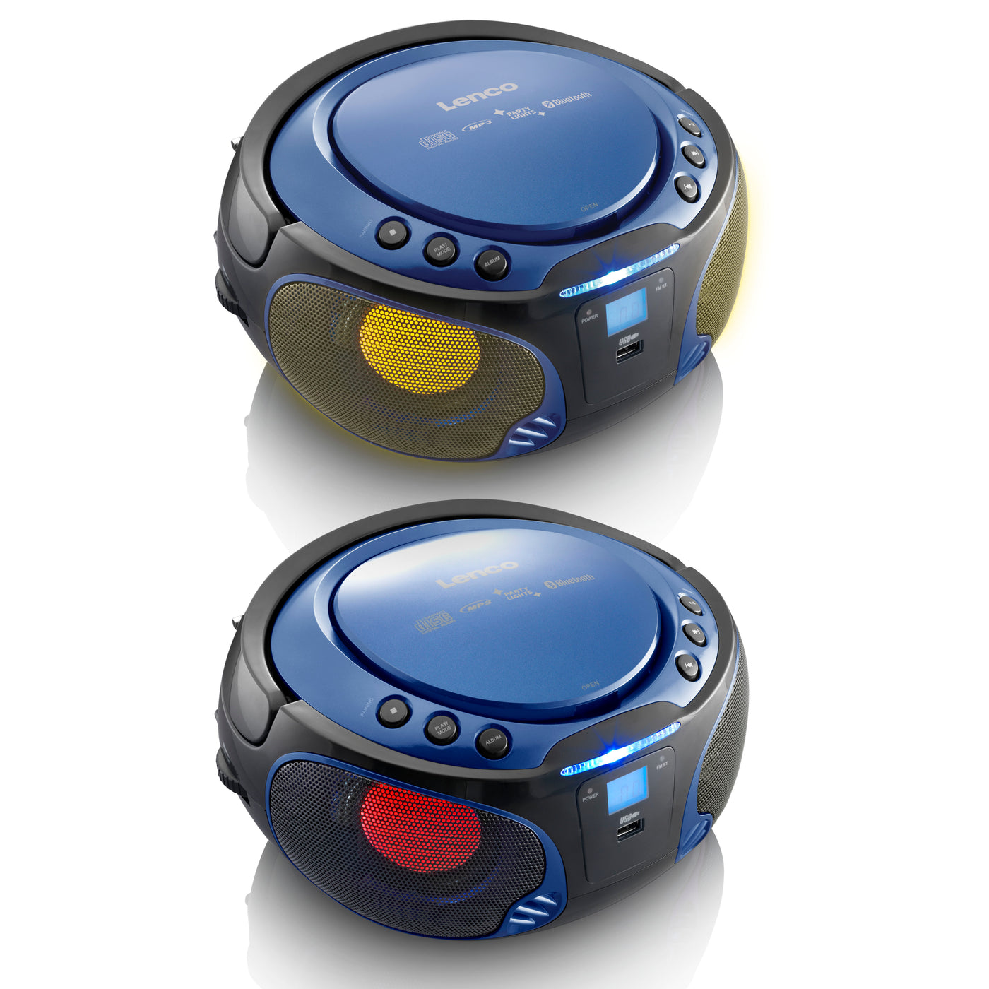 Lenco SCD-550BU - Radio FM et lecteur CD/MP3/USB/Bluetooth® portable avec éclairage LED - Bleu