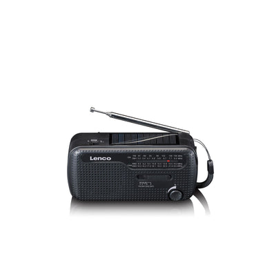 Lenco MCR-112BK - Radio d'urgence portable à manivelle, lampe de poche et banque d'alimentation en un seul appareil - Noir