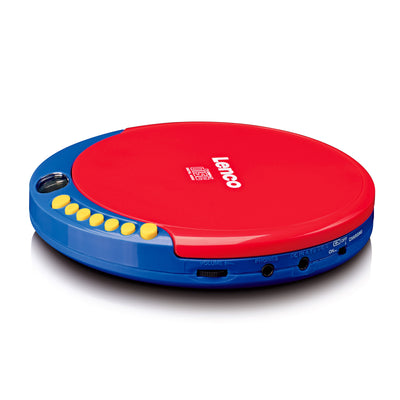 Lenco CD-021KIDS - Lecteur CD portable pour enfants avec casque, piles rechargeables et limiteur de son intégré - Multicolore