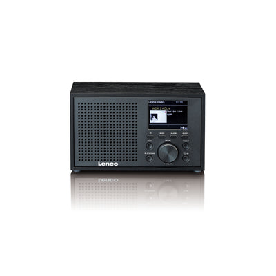 Lenco DAR-017BK - Radio DAB+/FM compacte et élégante avec Bluetooth® et caisson en bois - Radio à piles et secteur