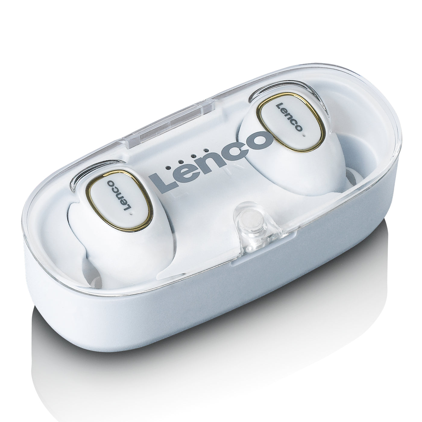 Lenco EPB-410WH - Oreillettes Bluetooth® TWS IPX4 avec boîtier de chargement - Blanc