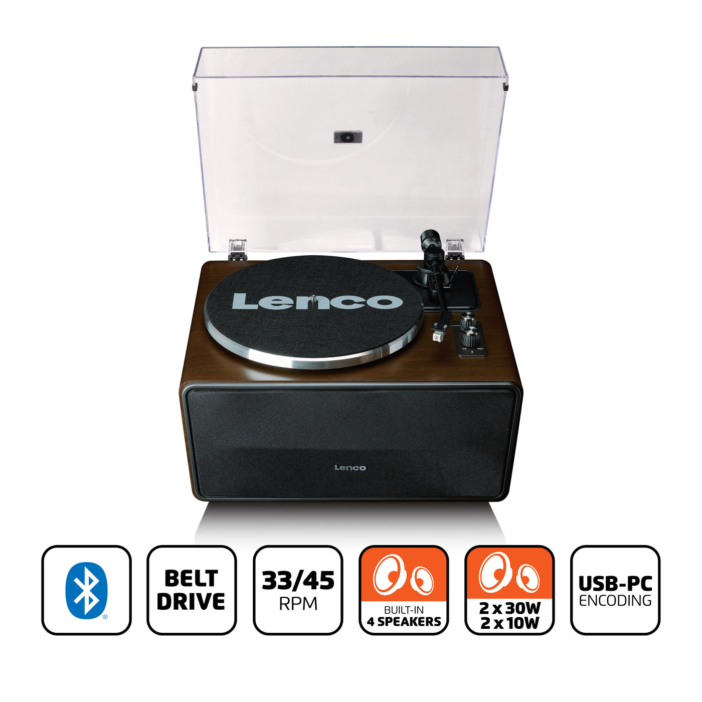 Lenco LS-470WA - Platine vinyle avec haut-parleurs intégrés et Bluetooth® - Noyer