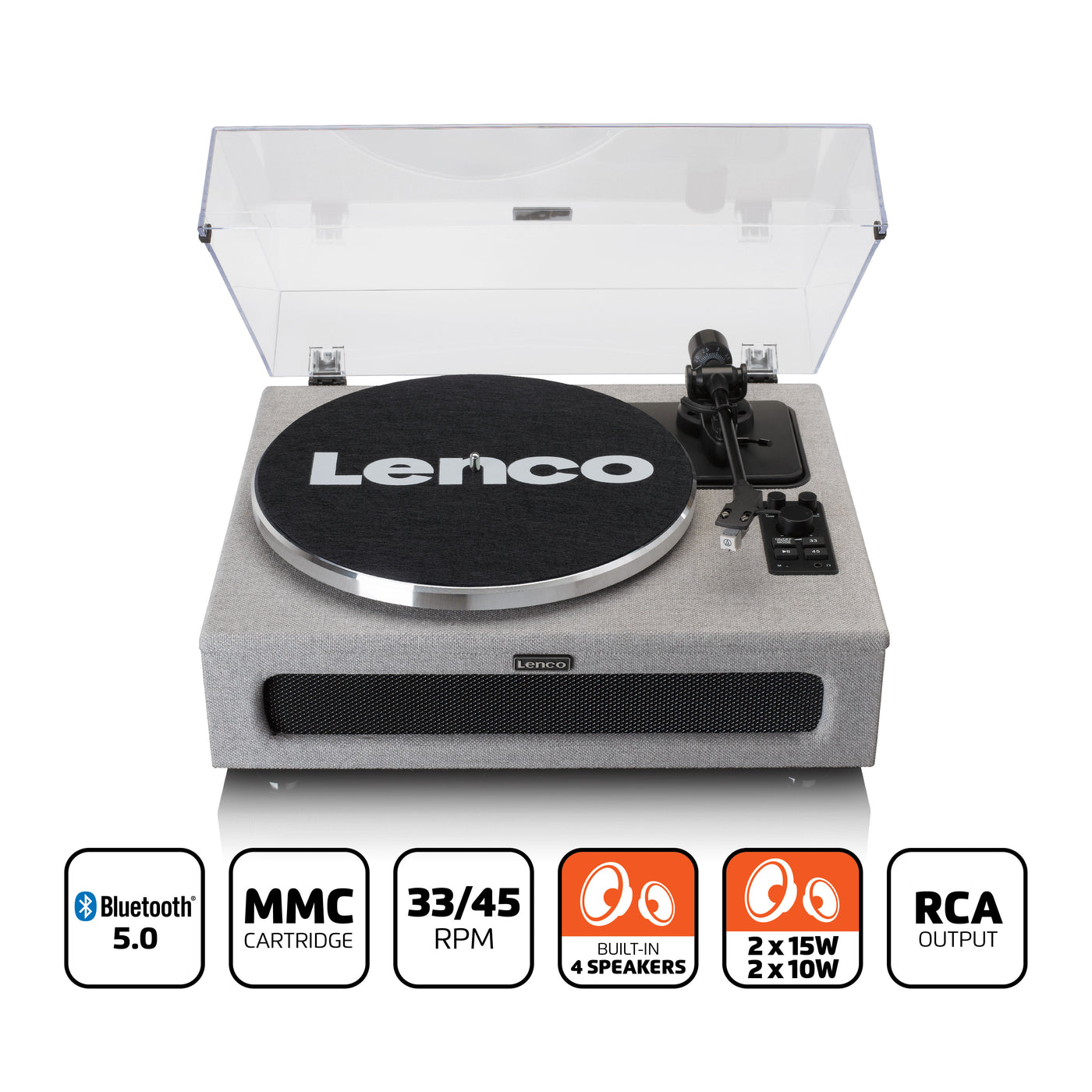 Lenco LS-440GY - Platine vinyle avec 4 haut-parleurs incorporés