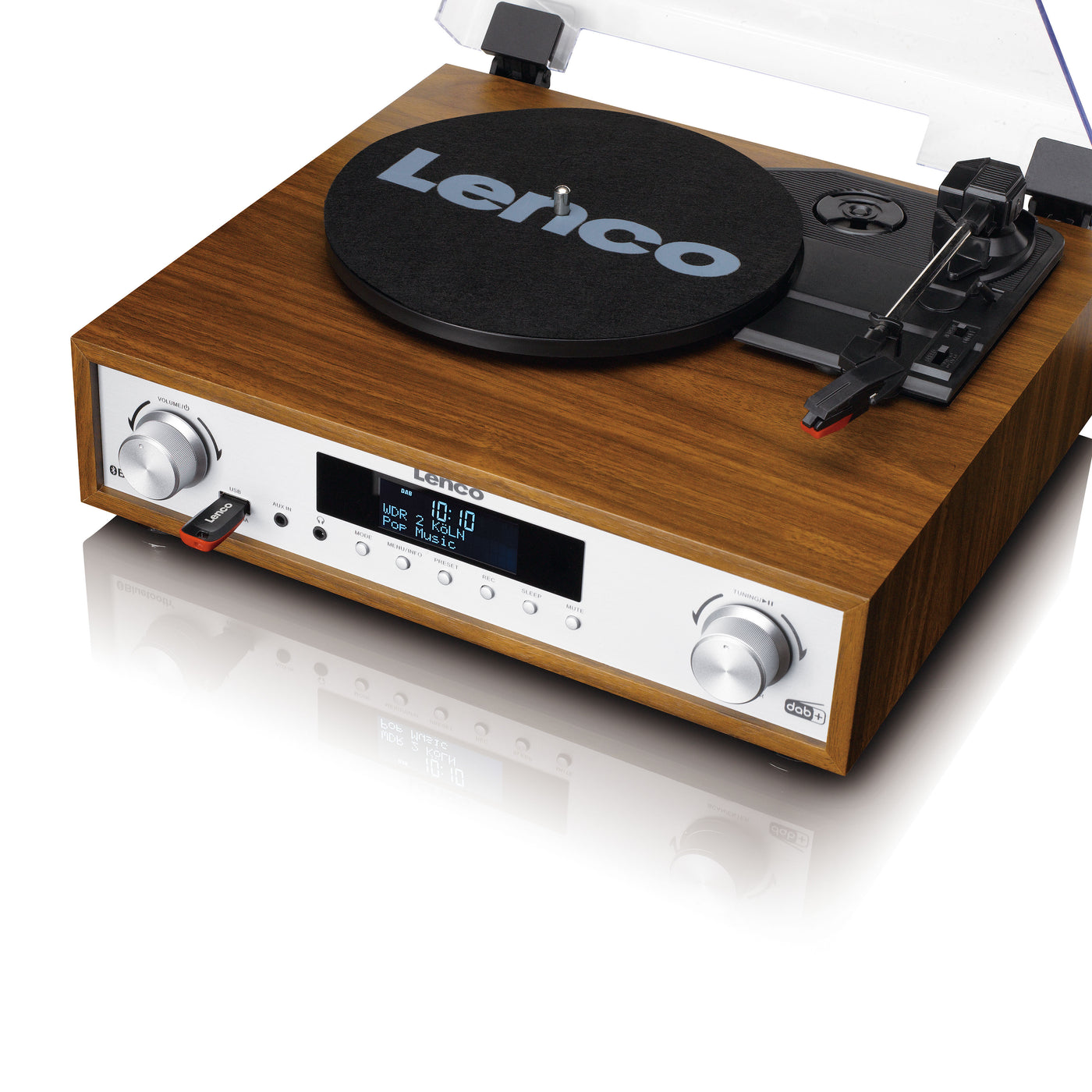 Lenco MC-160WD - Ensemble stéréo HiFi avec platine vinyle, radio DAB+/FM et Bluetooth® - Bois