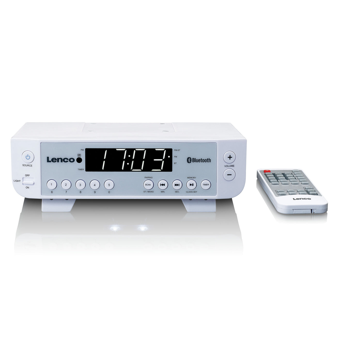 Lenco KCR-100WH - Radio de cuisine FM avec Bluetooth®, éclairage LED et minuteur - Blanc