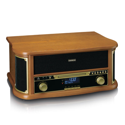 Classic Phono TCD-2571WD - Platine vinyle rétro en bois avec Bluetooth®, radio DAB+/FM, encodage USB, lecteur CD, lecteur de cassette et haut-parleurs intégrés - Bois