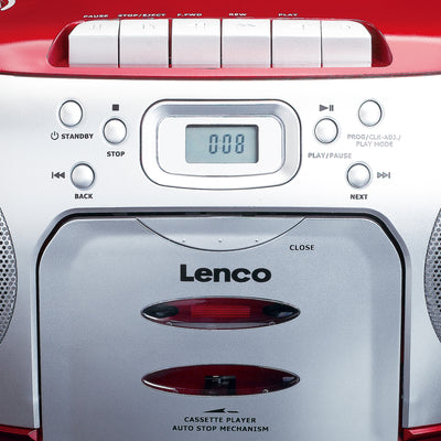 Lenco SCD-420RD - Lecteur CD/radio FM stéréo portable - Rouge