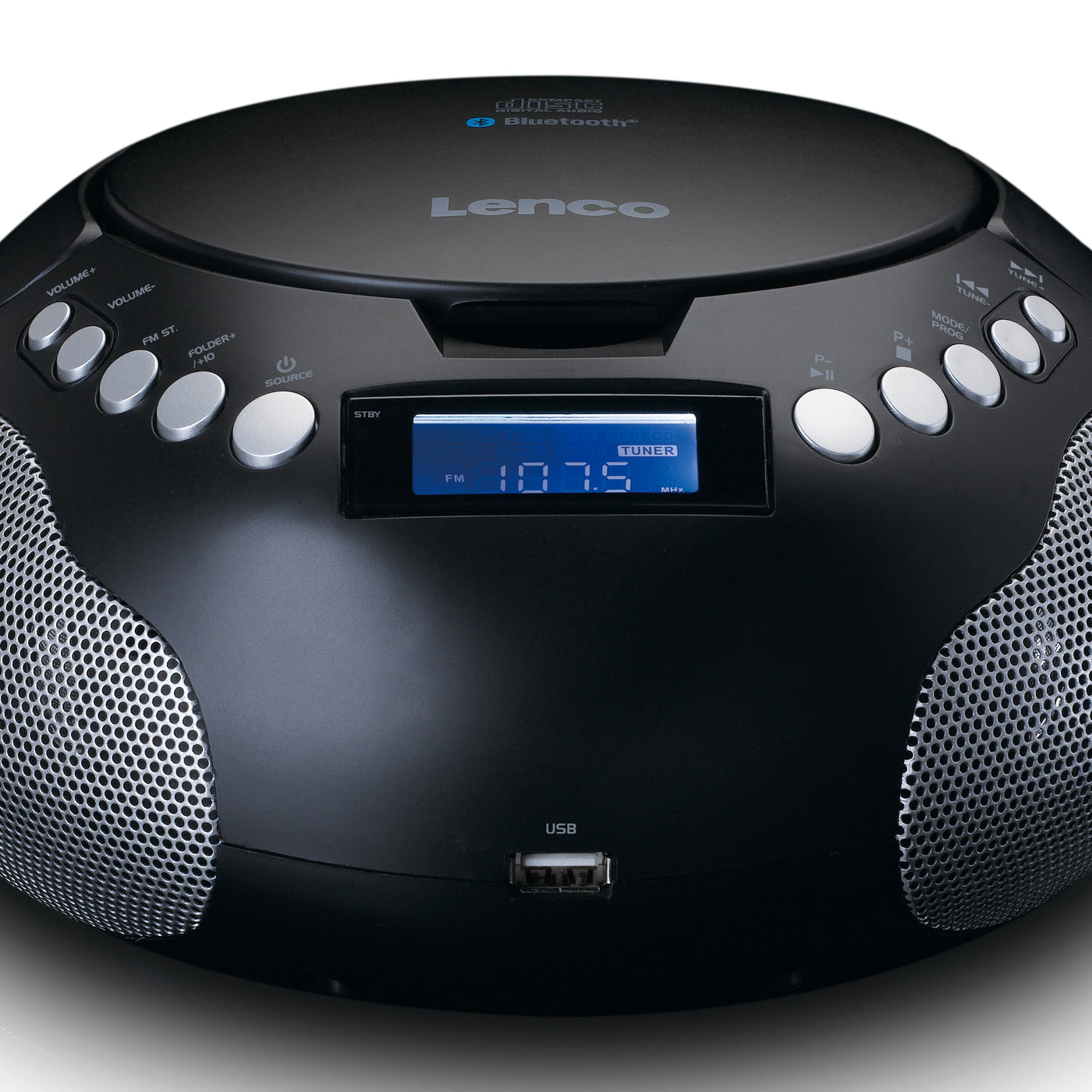Lenco SCD-331BK - Radio et lecteur CD/MP3 portable avec USB et Bluetooth® - Radio alimentée par batterie ou par secteur