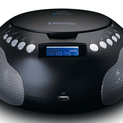 Lenco SCD-331BK - Radio et lecteur CD/MP3 portable avec USB et Bluetooth® - Radio alimentée par batterie ou par secteur