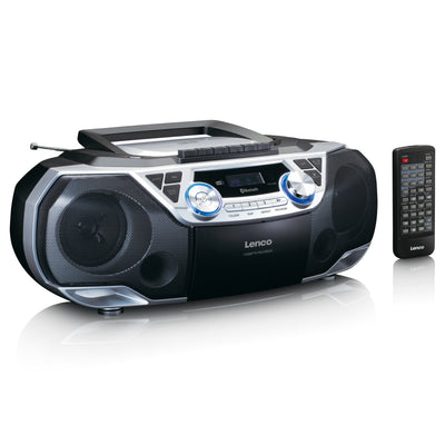 Lenco SCD-720SI - Radio portable DAB+/FM avec Bluetooth®, lecteur CD, cassettes et USB - Argent