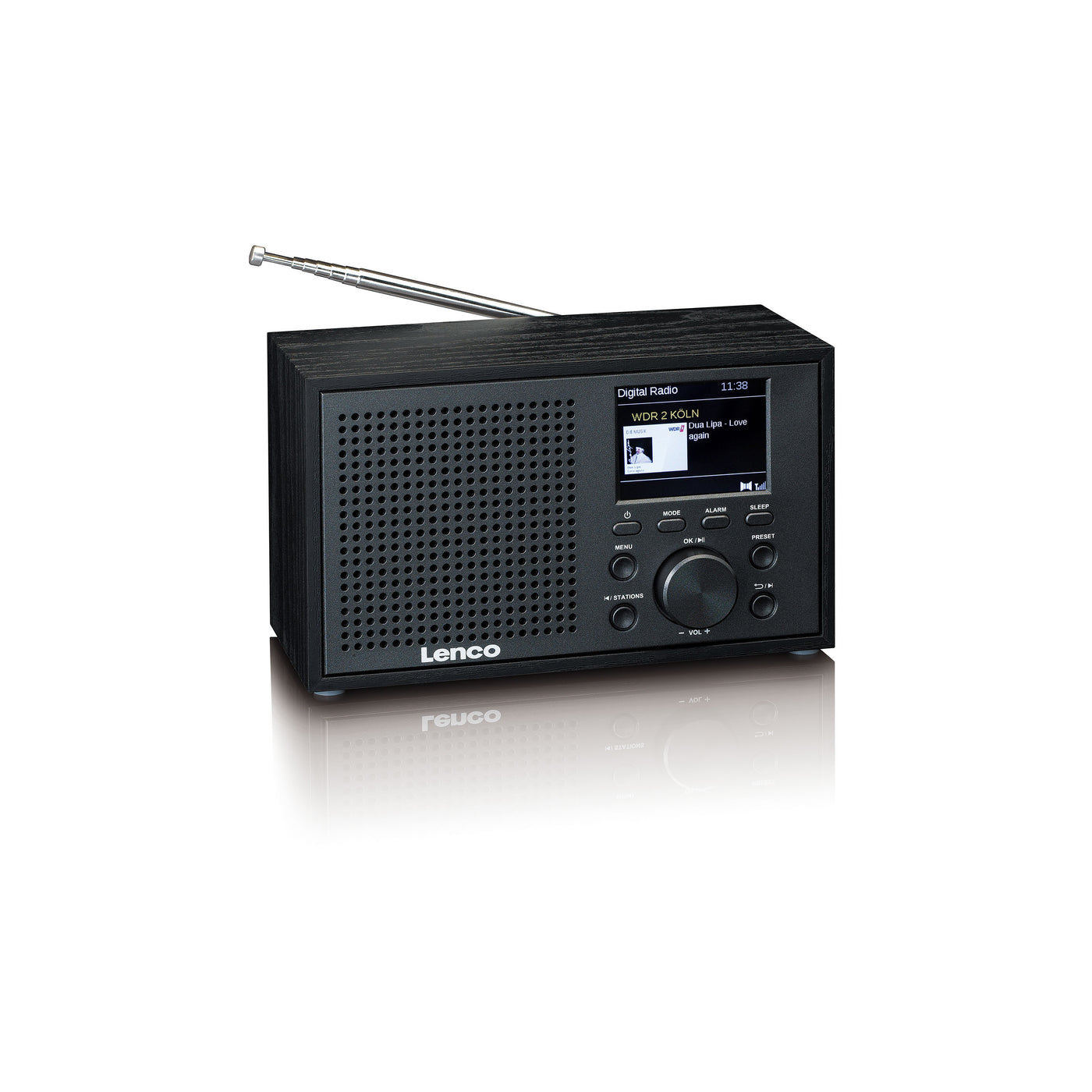 Lenco DAR-017BK - Radio DAB+/FM compacte et élégante avec Bluetooth® et caisson en bois - Noir