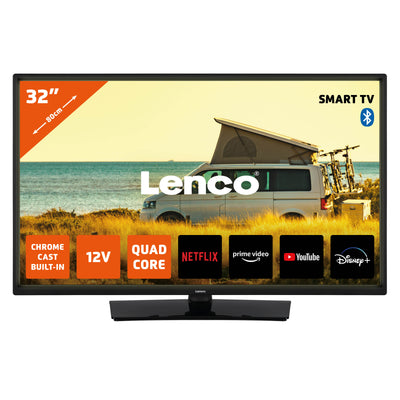 Lenco LED-3263BK - 32" Smart TV Android avec adaptateur voiture 12 V, noir