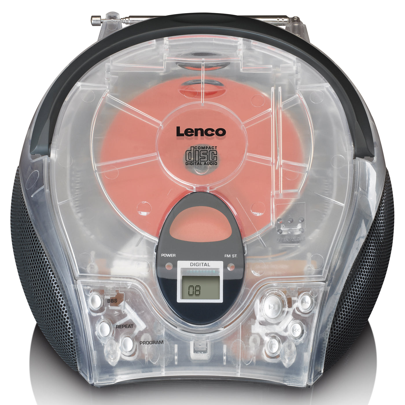 Lenco SCD-24TR - Radio portable avec lecteur CD - Transparent
