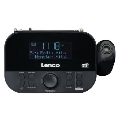 Lenco CR-615BK - Radio-réveil DAB+/FM avec projection de l'heure - Noir