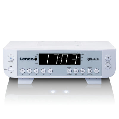 Lenco KCR-100WH - Radio de cuisine FM avec Bluetooth®, éclairage LED et minuteur - Blanc