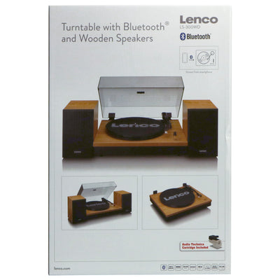 Lenco LS-300WD - Platine avec Bluetooth® et deux haut-parleurs externes, bois