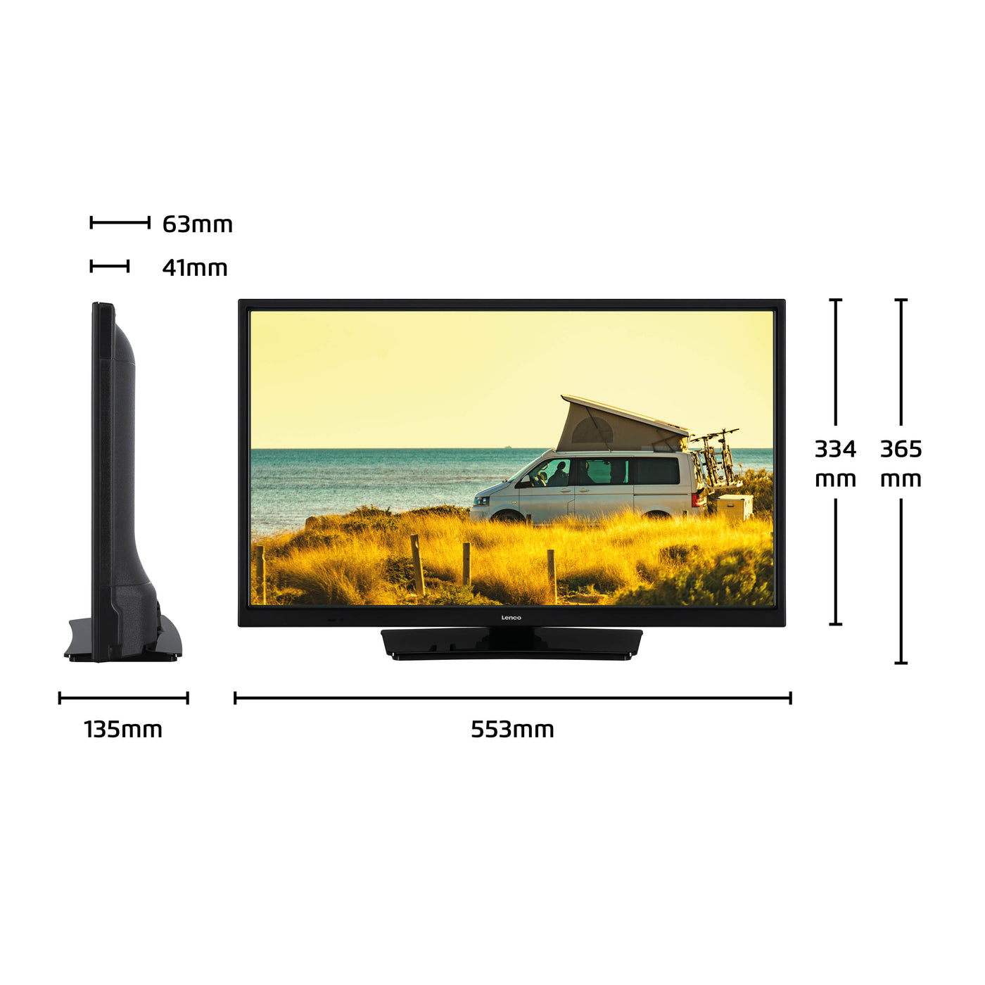 Lenco LED-2463BK (V2) - 24" Smart TV Android avec adaptateur voiture 12 V, noir