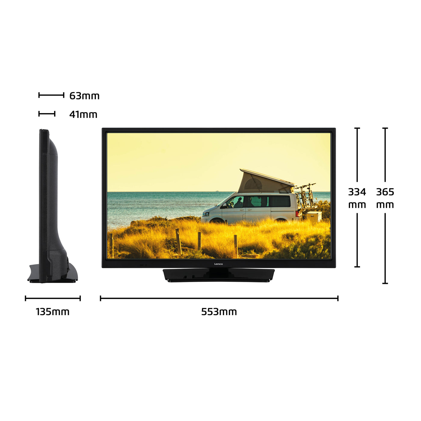 Lenco LED-2463BK - 24" Smart TV Android avec adaptateur voiture 12 V, noir