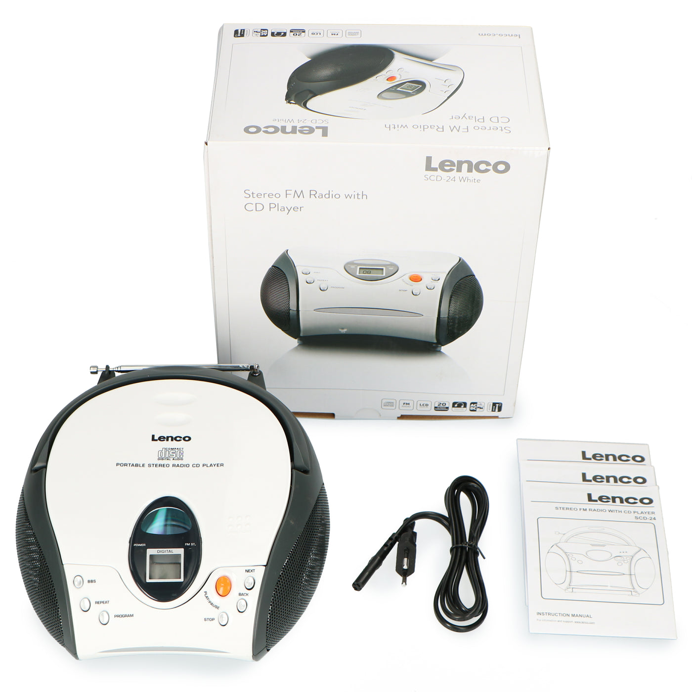 Lenco SCD-24 white - Radio portable avec lecteur CD - Blanc