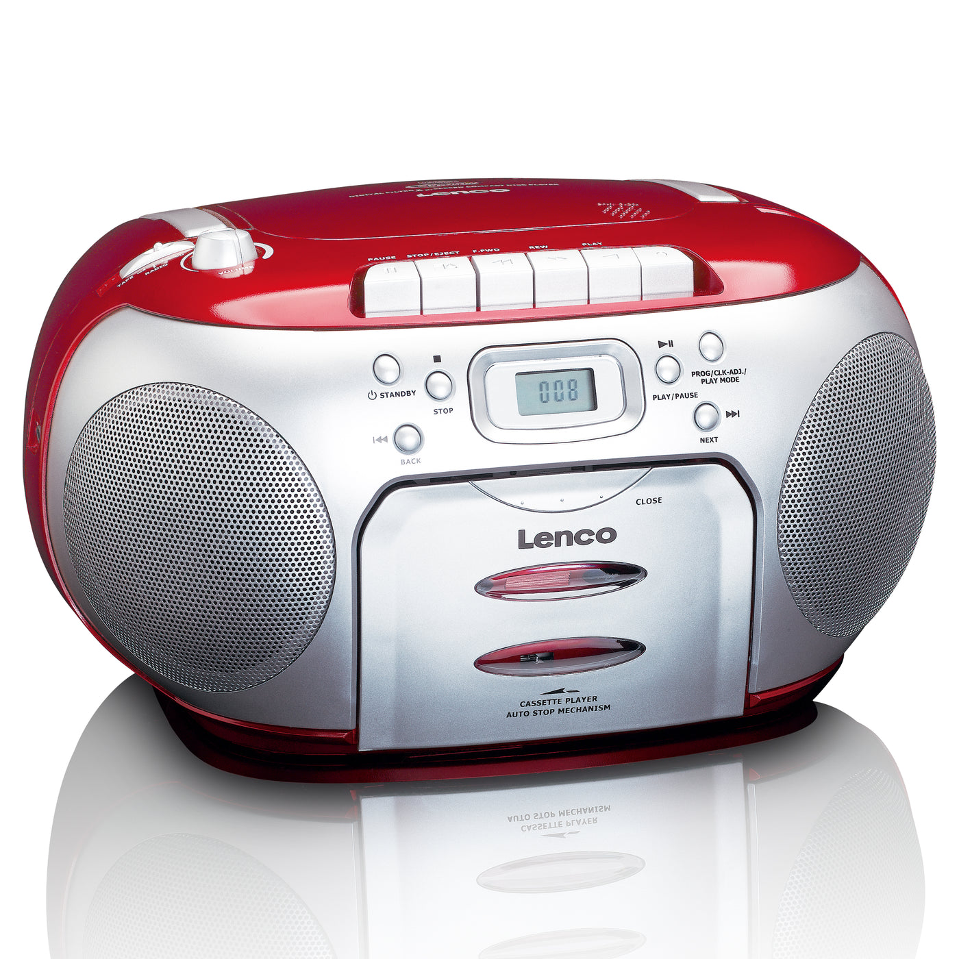 Lenco SCD-420RD - Lecteur CD/radio FM stéréo portable - Rouge