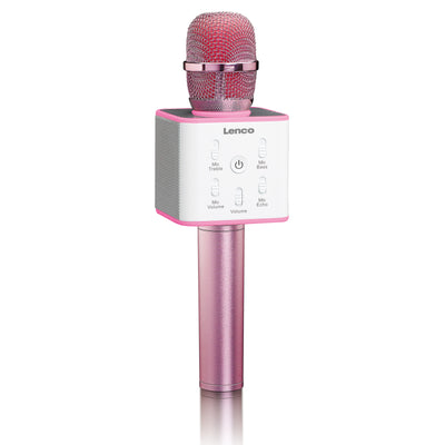 Lenco BMC-80 Pink - Microphone karaoké avec Bluetooth® et haut-parleurs intégrés - Rose
