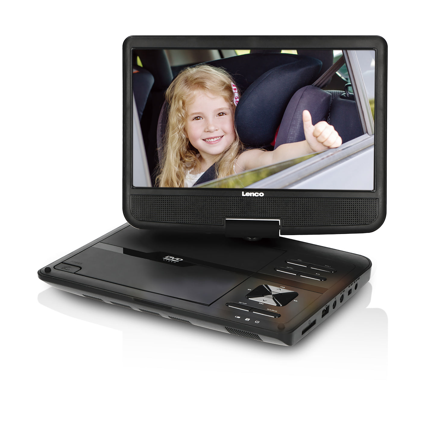 Lenco DVP-1046BK - Deux lecteurs DVD portables de 10 pouces avec batterie rechargeable, deux casques et deux supports de montage pour la voiture - Noir