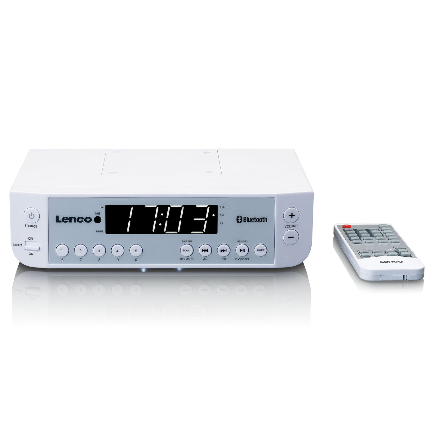 Lenco KCR-100WH - Radio de cuisine FM avec Bluetooth®, éclairage LED et minuteur - Blanc