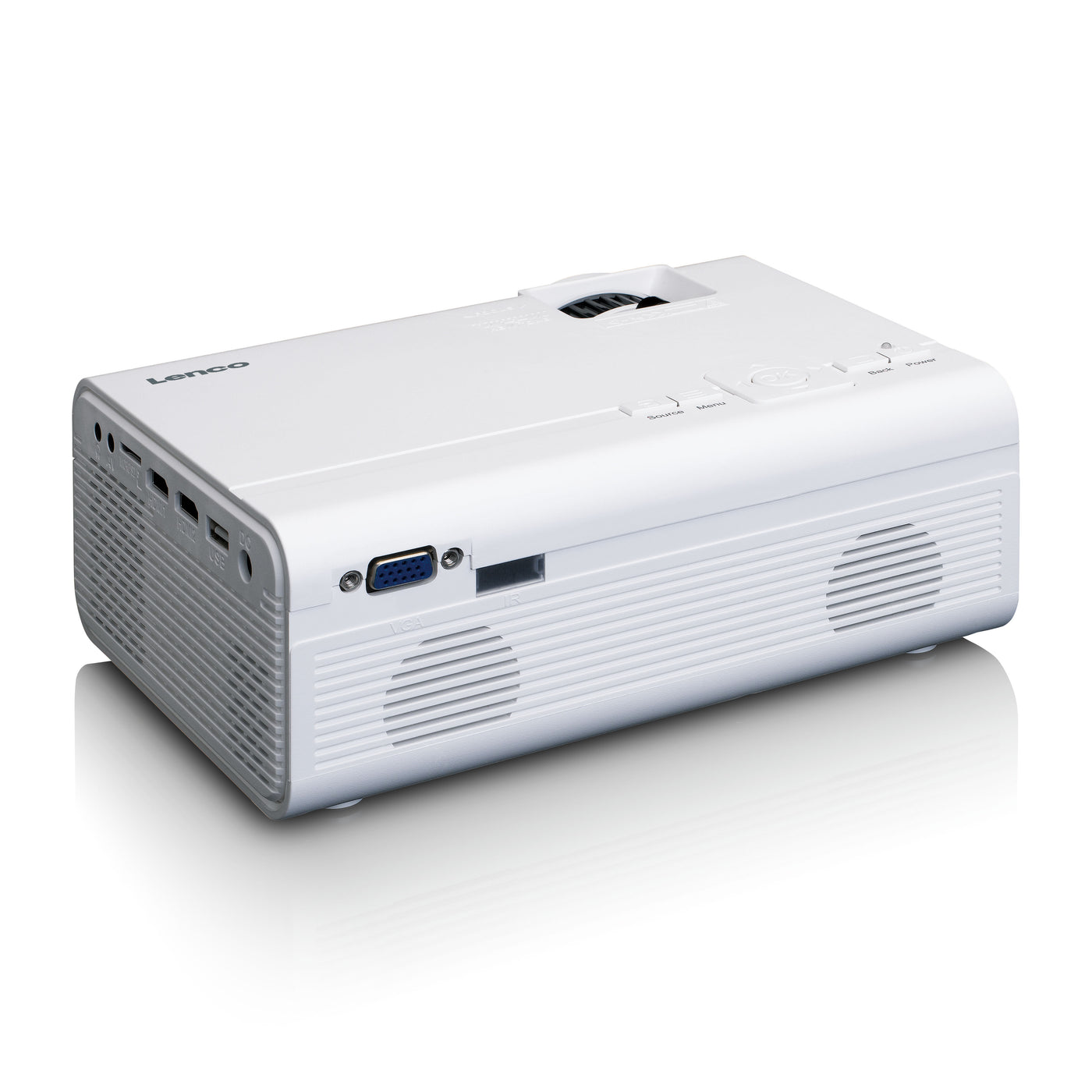 Lenco LPJ-280WH - Video projecteur LCD haute résolution, supporte le contenu Full HD 1080P - Blanc