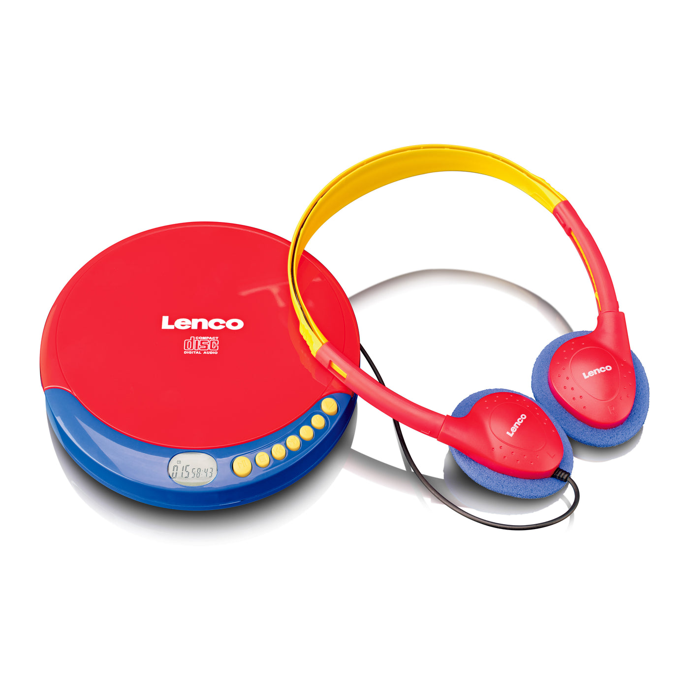 Lenco CD-021KIDS - Lecteur CD portable pour enfants avec casque, piles rechargeables et limiteur de son intégré - Multicolore