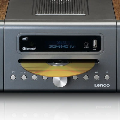 Lenco MC-175SI - Micro set avec DAB, FM, CD, 2 USB, Bluetooth®, QI, RC - Argent