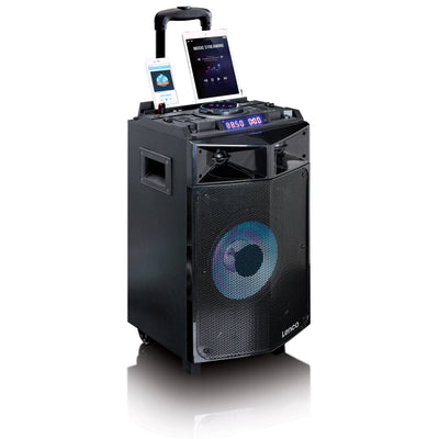Lenco PMX-240 - Enceinte/table de mixage DJ haute puissance avec Bluetooth®, USB, radio FM et éclairages - Noir