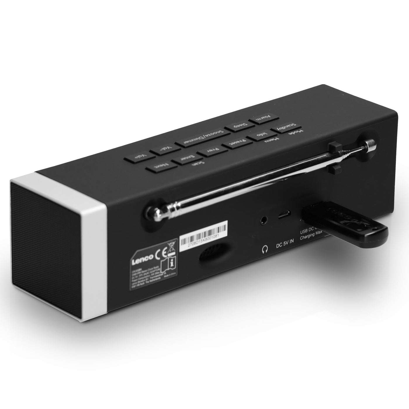 Lenco CR-630BK - Radio-réveil stéréo DAB+/FM avec connexion USB et entrée AUX - Noir