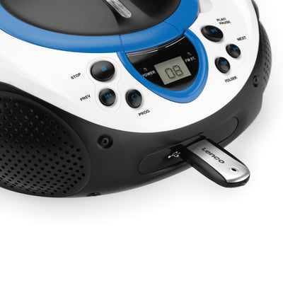 Lenco SCD-38 USB Blue - Radio FM et lecteur CD/USB portable - Bleu