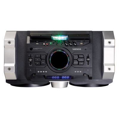 Lenco PMX-150 - Enceinte/table de mixage DJ haute puissance avec Bluetooth®, USB, radio FM et éclairages - Noir