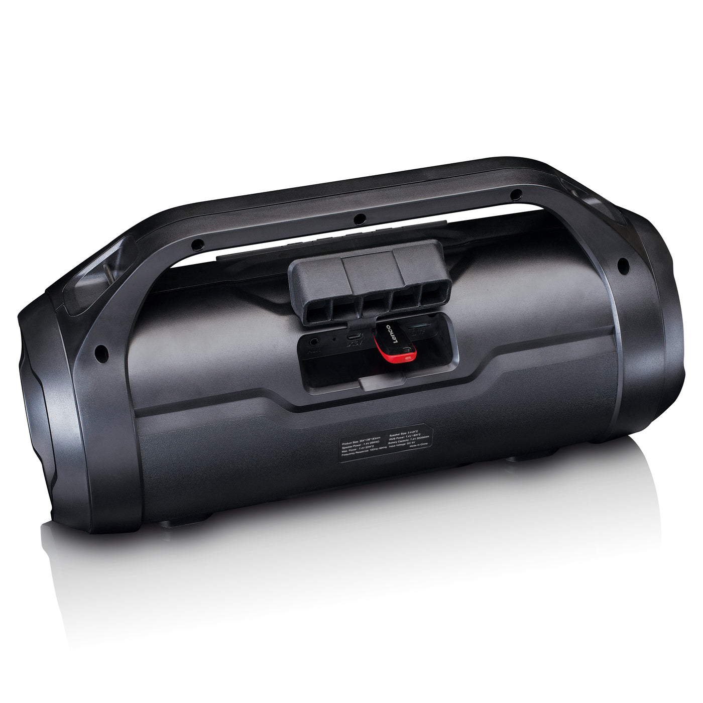 Lenco SPR-070BK - Enceinte Bluetooth® étanche avec radio FM, lecteur USB/SD et effets lumineux - Noir