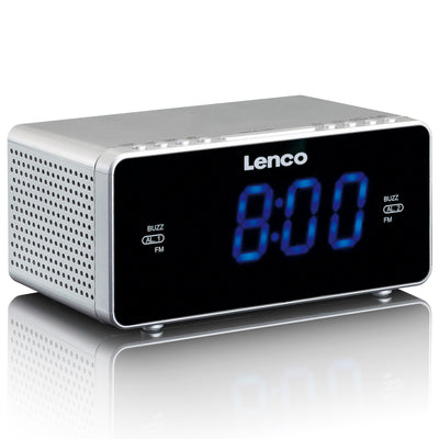 Lenco CR-520SI - Radio-réveil FM stéréo avec port USB - Argent