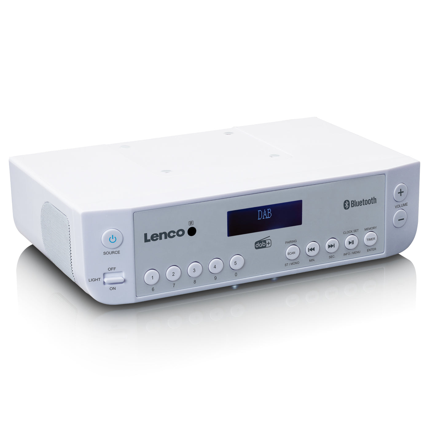 Lenco KCR-200WH - Radio de cuisine DAB+/FM avec Bluetooth®, éclairage et minuteur - Blanc