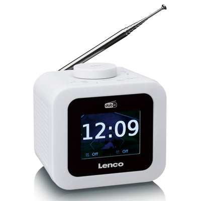 Lenco CR-620WH - Radio-réveil DAB+/FM avec écran couleur - Blanc